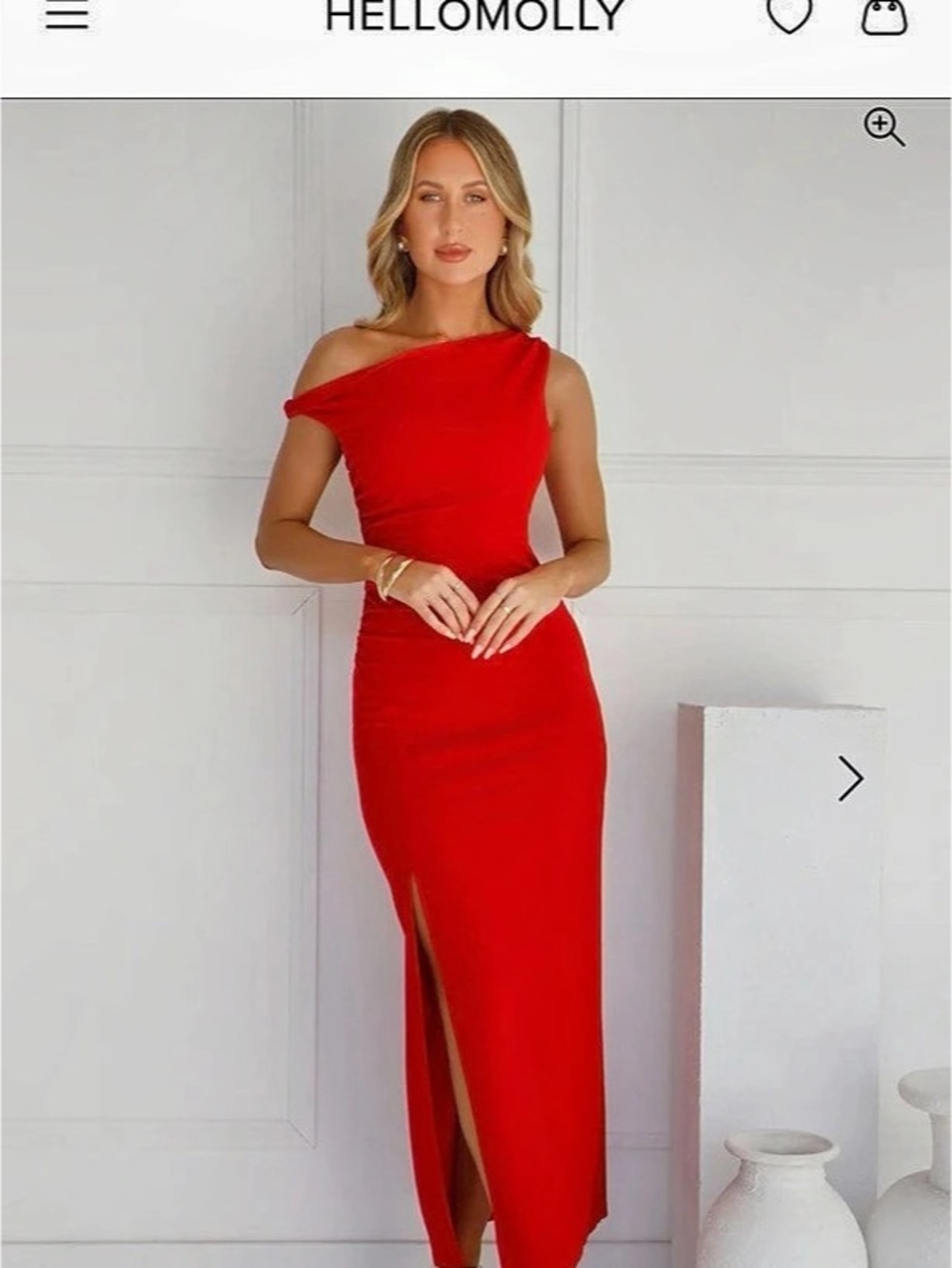 Hello Molly Move Me Off Shoulder Maxi Dress Red